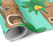 Hawaiisches Tiki Wiederholungs-Muster Geschenkpapier (Rolleneckpunkt)