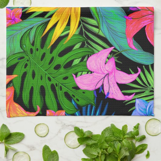 Hawaiisches tropisches Blumen-Muster Geschirrtuch (Gefaltet)