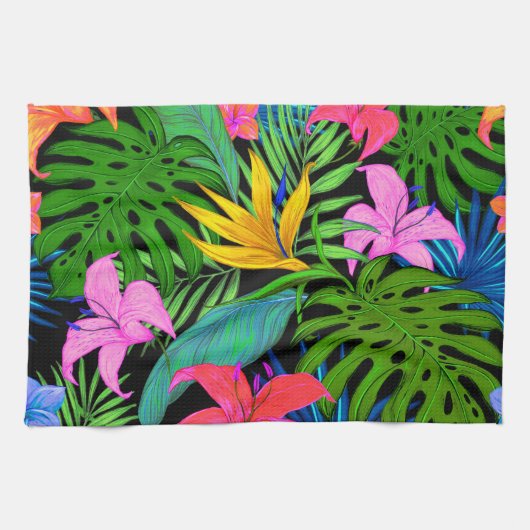 Hawaiisches tropisches Blumen-Muster Geschirrtuch (Horizontal)