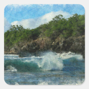 Hawaiisches Wasser Quadratischer Aufkleber
