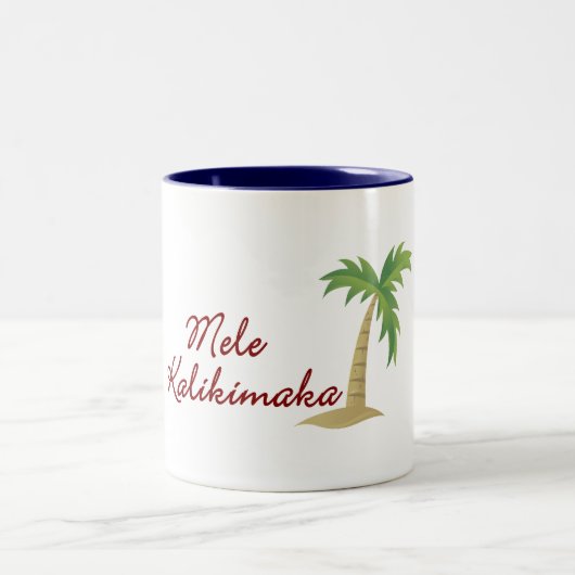 Hawaiisches Weihnachten 2 der Palme Zweifarbige Tasse (Mittel)