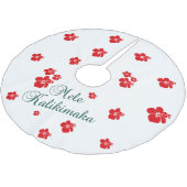 Hawaiisches Weihnachten | Mele Kialikimaka Polyester Weihnachtsbaumdecke (Schrägansicht)