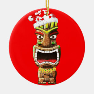 Hawaiisches Weihnachten Sankt Tiki Keramikornament