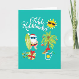 Hawaiisches Weihnachten. Weihnachtsmann Mele Feiertagskarte