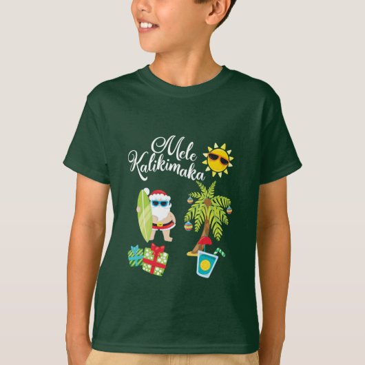 Hawaiisches Weihnachten. Weihnachtsmann Mele T-Shirt (Vorderseite)