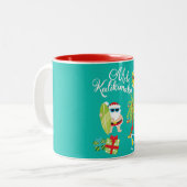 Hawaiisches Weihnachten. Weihnachtsmann Mele Zweifarbige Tasse (Vorderseite Links)