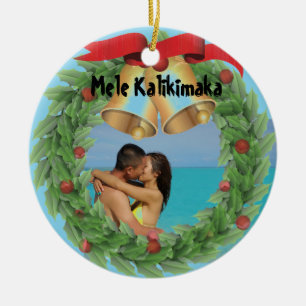 Hawaiisches WeihnachtsFoto Keramik Ornament