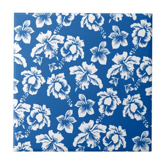 Hawiian Blue Blume Pattern Fliese (Vorderseite)