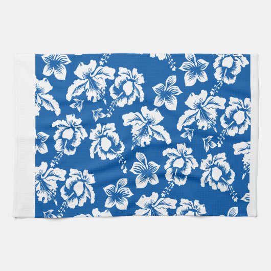 Hawiian Blue Blume Pattern Geschirrtuch (Horizontal)