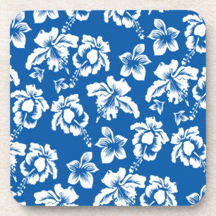 Hawiian Blue Blume Pattern Getränkeuntersetzer