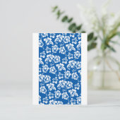 Hawiian Blue Blume Pattern Postkarte (Stehend Vorderseite)
