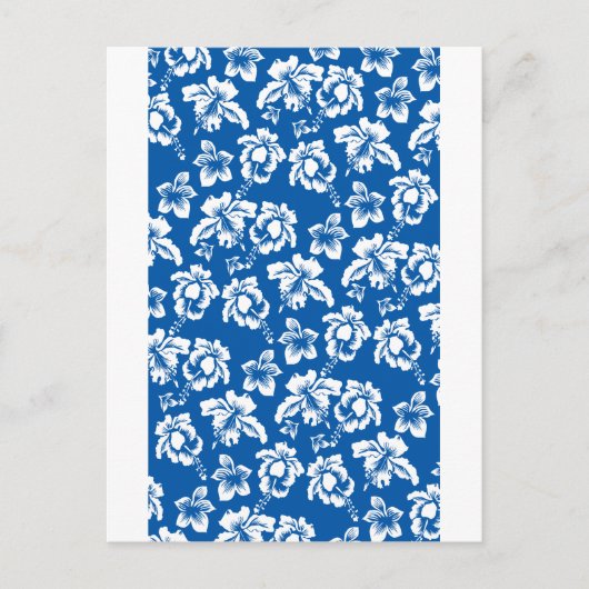 Hawiian Blue Blume Pattern Postkarte (Vorderseite)