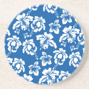 Hawiian Blue Blume Pattern Sandstein Untersetzer