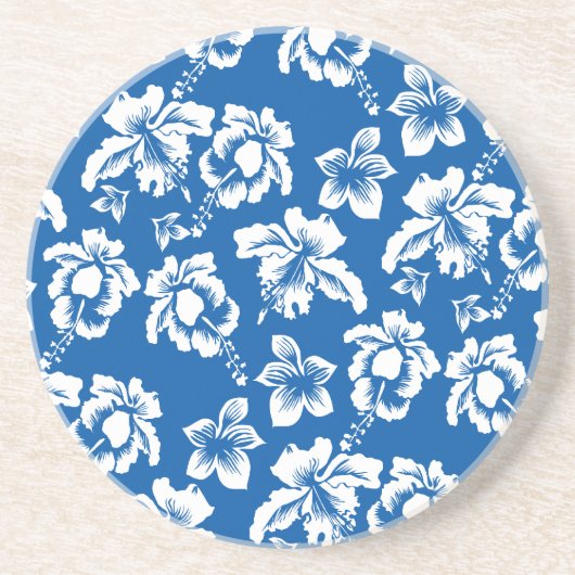 Hawiian Blue Blume Pattern Sandstein Untersetzer (Vorne)