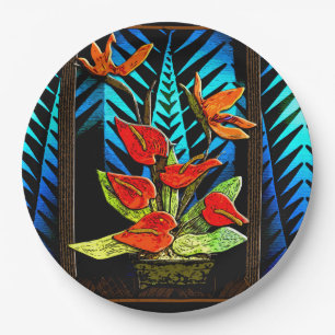 Hawiian Christmas Bouquet Pappteller
