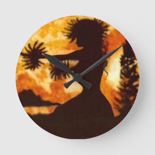 Hawiian Hula Dancer Runde Wanduhr (Vorderseite)