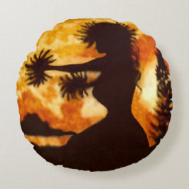 Hawiian Hula Dancer Rundes Kissen