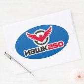 Hawk 250 Logo Oval-Aufkleber mit blauem Hintergrun Ovaler Aufkleber (Umschlag)