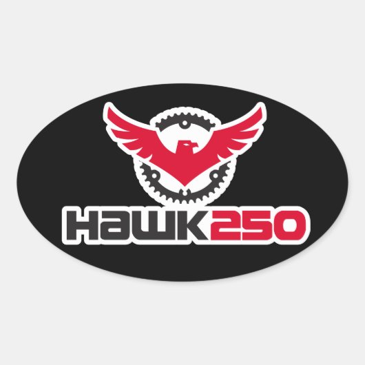 Hawk 250 Logo Oval-Aufkleber mit schwarzem Hinterg Ovaler Aufkleber (Vorderseite)