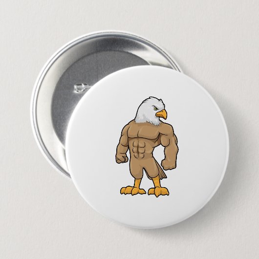 Hawk als Bodybuilder mit Six Pack Button (Vorne & Hinten)