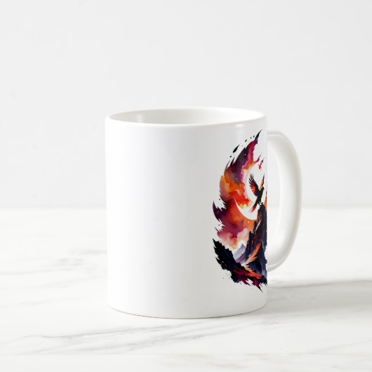 Hawk auf Abstrakter Wasserfarbenlandschaft Kaffeetasse (VorderseiteRechts)