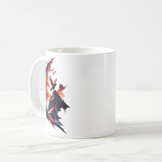 Hawk auf Abstrakter Wasserfarbenlandschaft Kaffeetasse (Vorderseite Links)