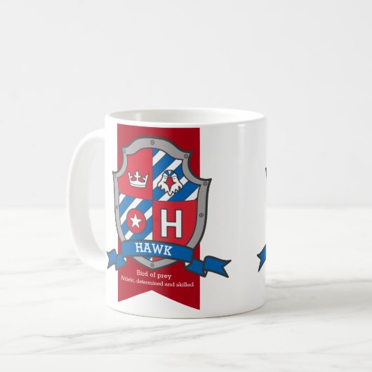 Hawk-Buchstabe H heraldry red blue name Kaffeetasse (Vorderseite Links)