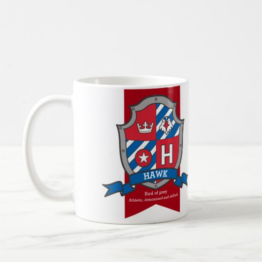 Hawk-Buchstabe H heraldry red blue name Kaffeetasse (Links)