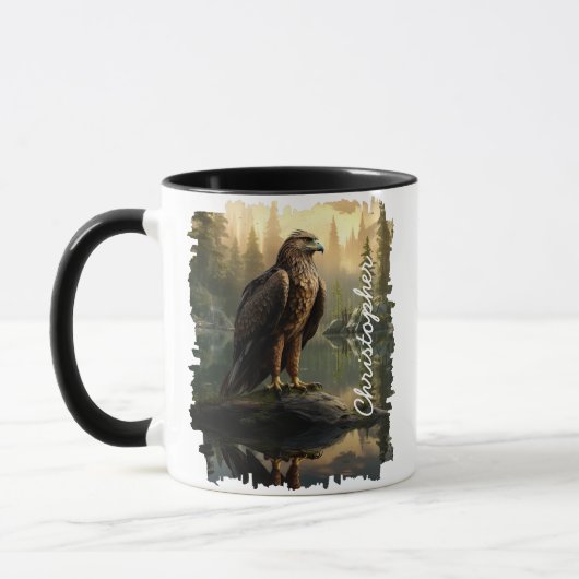 "Hawk by Forest Lake Reflection" Tasse (Links)