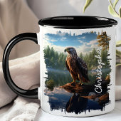 Hawk by Mountain Lake Reflektion Tasse