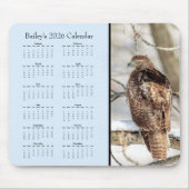 Hawk - Full year 2026 customizable calendar Mousepad (Vorne)