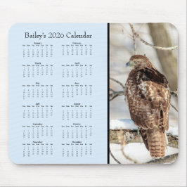 Hawk - Full year 2026 customizable calendar Mousepad