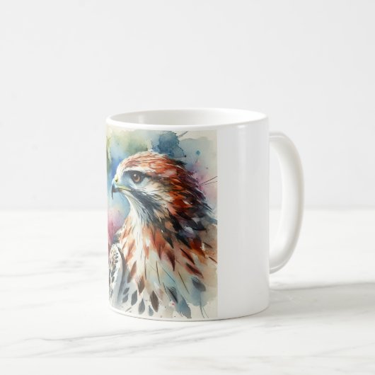 Hawk in serene nature 280824AREF135 - Watercolor Kaffeetasse (VorderseiteRechts)