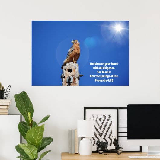 "Hawk Over Heart Bible Scripting Poster" Poster (Heimbüro)