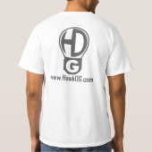HawkDG T - Shirt (graues Logo, reines Weiß) (Rückseite)
