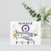 Hawker Fury Karikatur Postkarte (Stehend Vorderseite)
