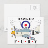 Hawker Fury Karikatur Postkarte (Vorne/Hinten)