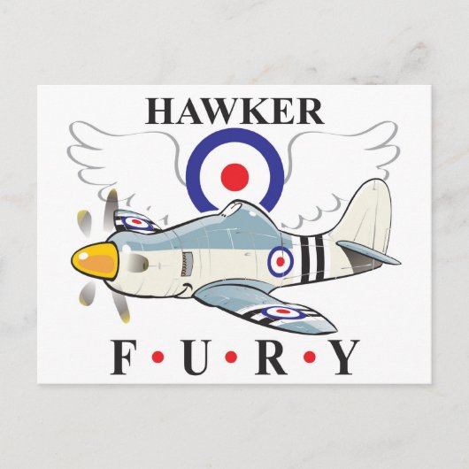 Hawker Fury Karikatur Postkarte (Vorderseite)