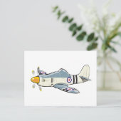 Hawker Fury Karikatur Postkarte (Stehend Vorderseite)