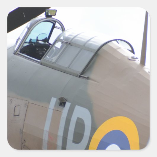 Hawker Hurricane Cockpit Quadratischer Aufkleber (Vorderseite)