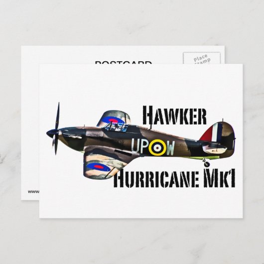 Hawker Hurricane Mk1 Postkarte (Vorne/Hinten)
