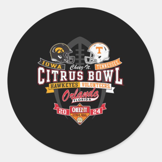 Hawkeyes Vs Tennessee Volunteers Citrus Bowl 2024 Runder Aufkleber (Vorderseite)