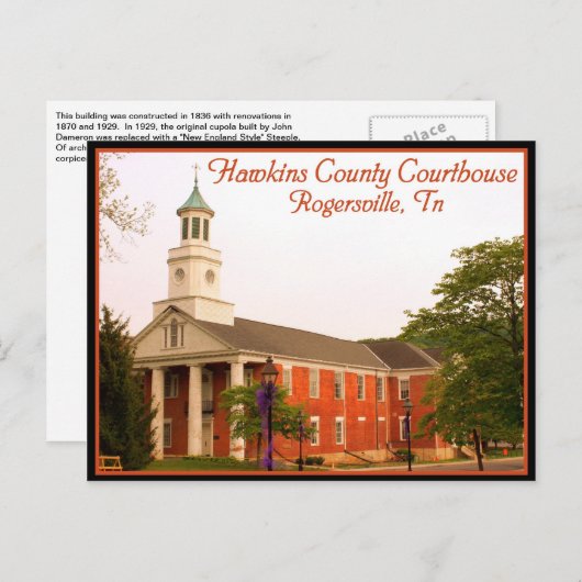 Hawkins Landkreis Courthouse - Rogersville, TN Postkarte (Vorne/Hinten)