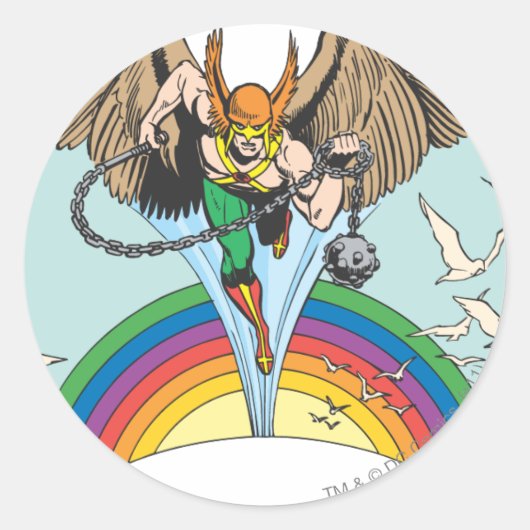 Hawkman Flies Thru Sky Runder Aufkleber (Vorderseite)