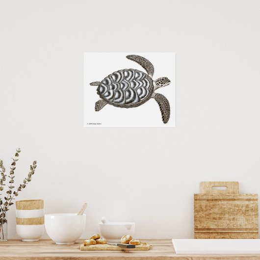 Hawksbill Sea Turtle Print Poster (Küche)