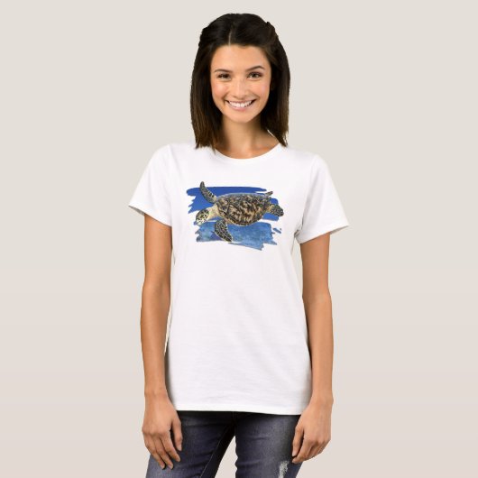 Hawksbill Seeschildkröte im Lebensraum-T - Shirt (Vorne ganz)