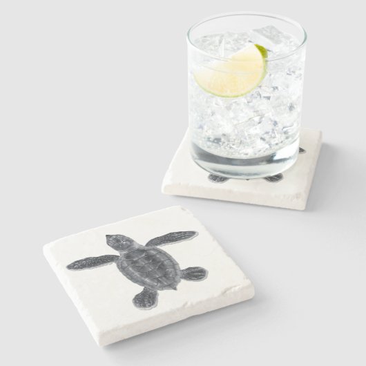 Hawksbill Seeschildkröte-Stein-Untersetzer Steinuntersetzer (Seitenansicht)