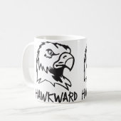Hawkward - ungeschicktes Falke-Wortspiel Kaffeetasse (Vorderseite Links)
