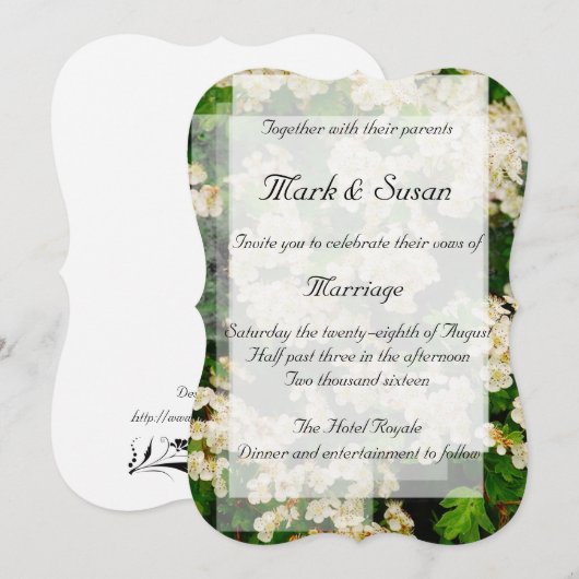 Hawthorn Blossom Wedding Einladung (Vorne/Hinten)