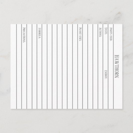 Hawthorn Materia Medica Monograph Postkarte (Rückseite)